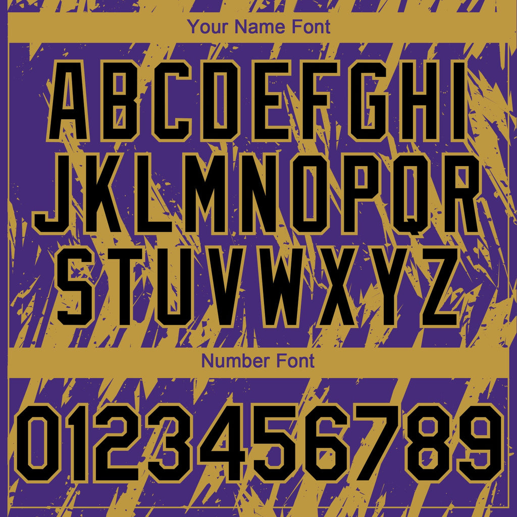 Custom Purple Old Gold Splatter Torn Sharp Brush Stroke Authentic Baseball Jersey
