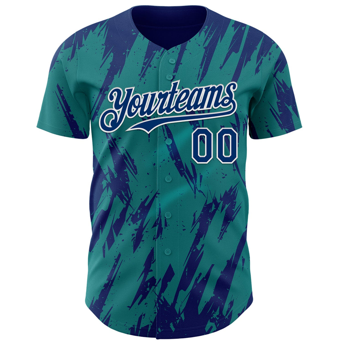 Custom Teal US Navy Blue-White Splatter Torn Sharp Brush Stroke Authentic Baseball Jersey