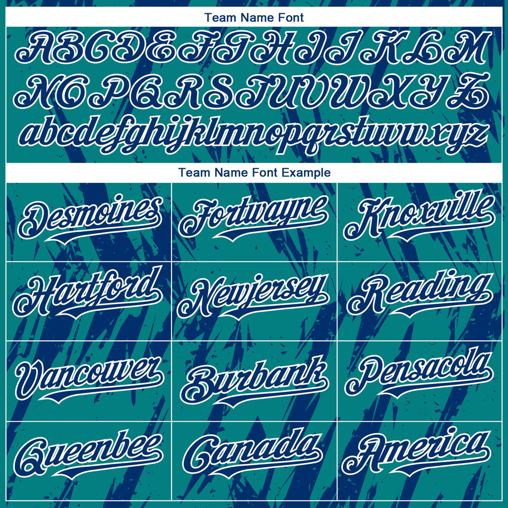 Custom Teal US Navy Blue-White Splatter Torn Sharp Brush Stroke Authentic Baseball Jersey