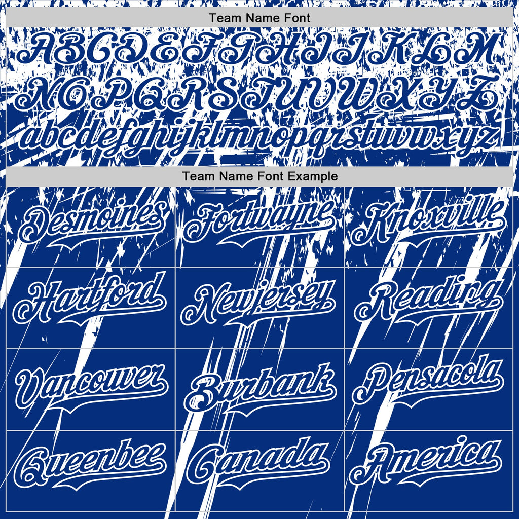 Custom Royal White Distressed Scratch Brush Stroke Authentic Baseball Jersey