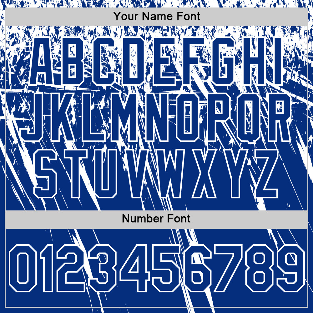 Custom Royal White Distressed Scratch Brush Stroke Authentic Baseball Jersey