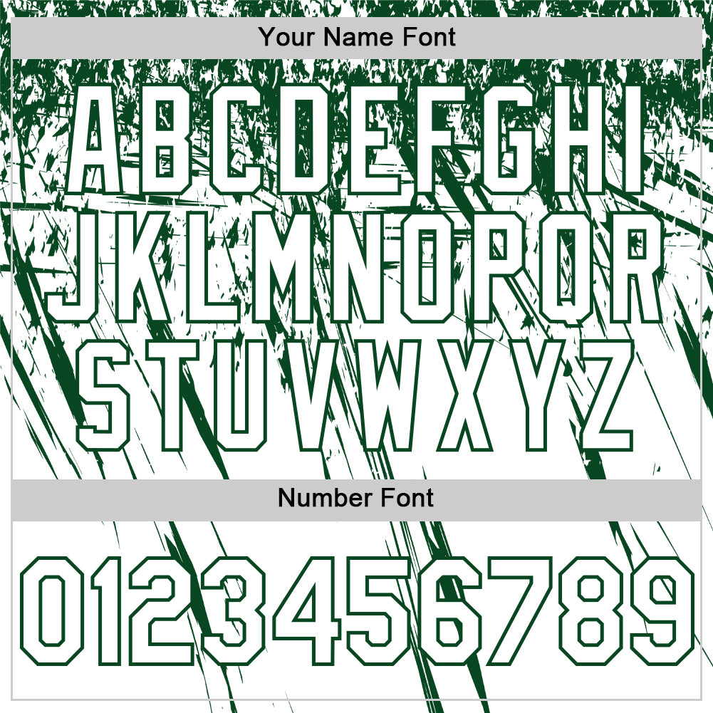 Custom White Green Distressed Scratch Brush Stroke Authentic Baseball Jersey