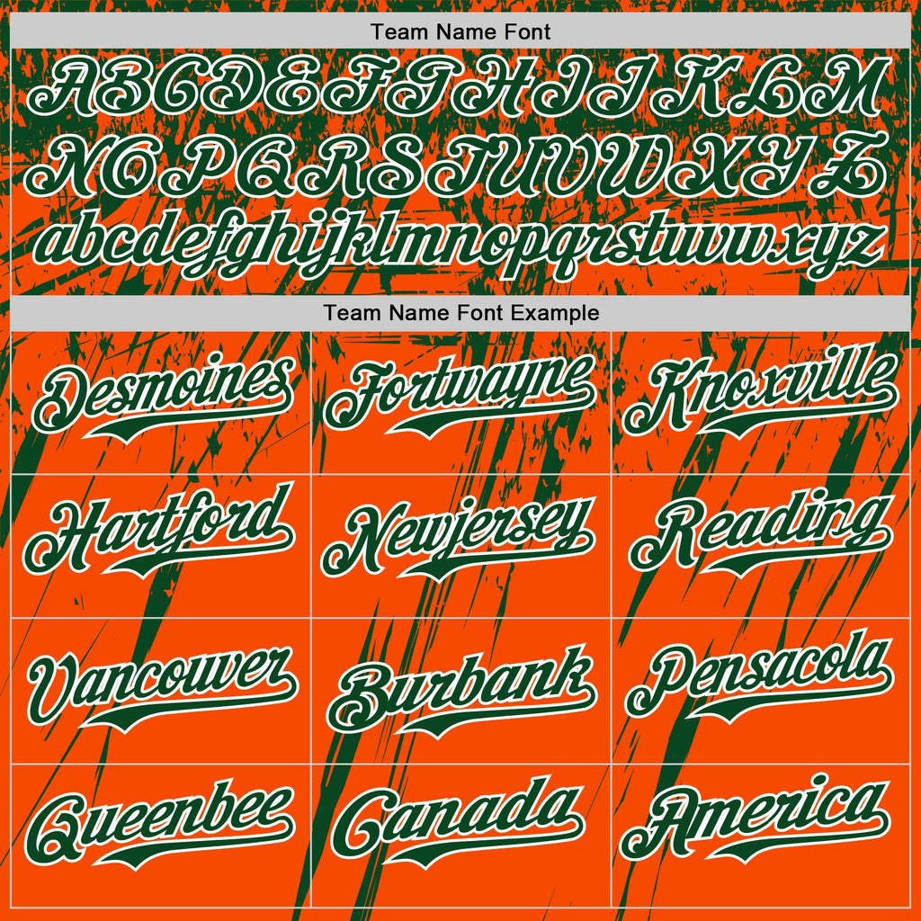 Custom Orange Green-White Distressed Scratch Brush Stroke Authentic Baseball Jersey