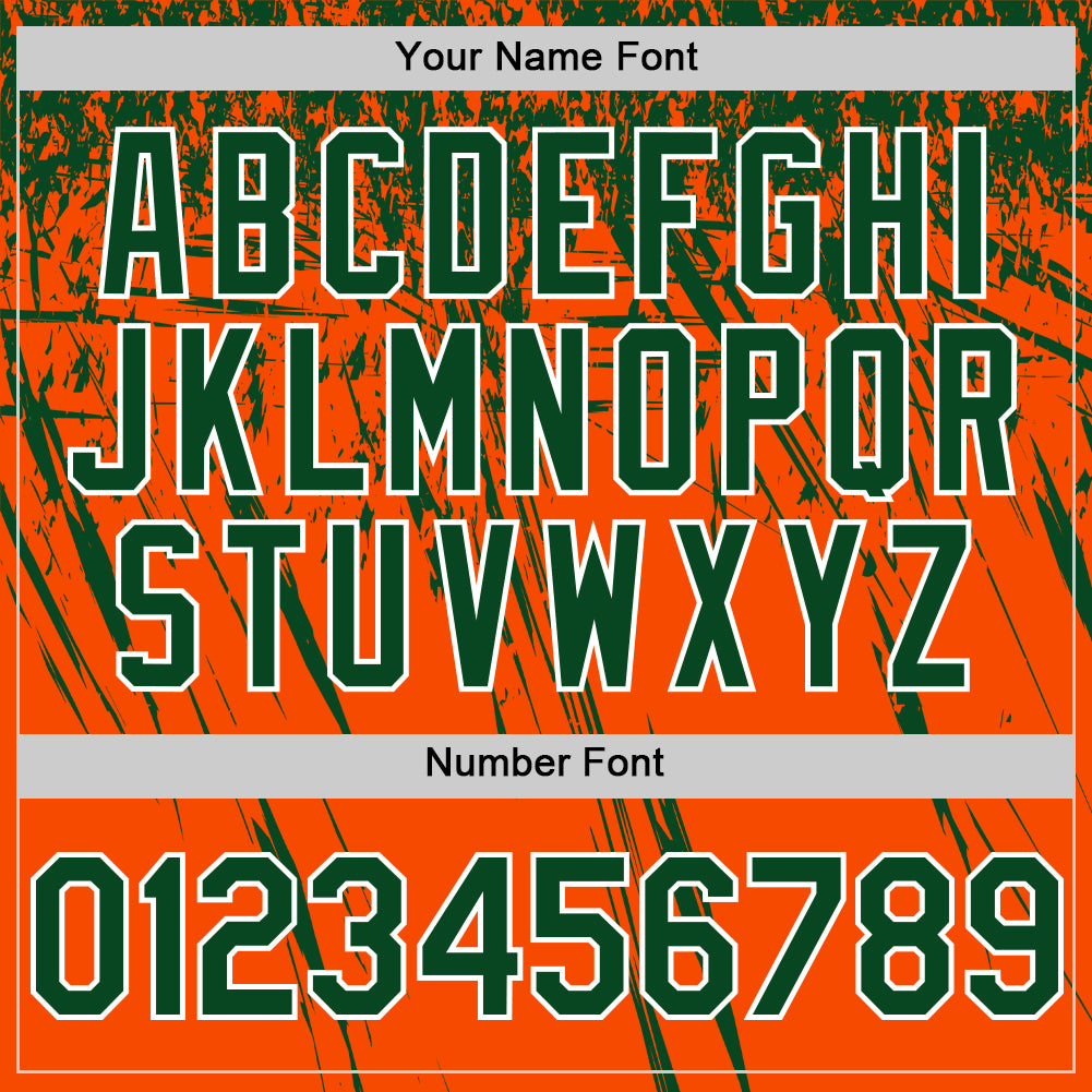 Custom Orange Green-White Distressed Scratch Brush Stroke Authentic Baseball Jersey