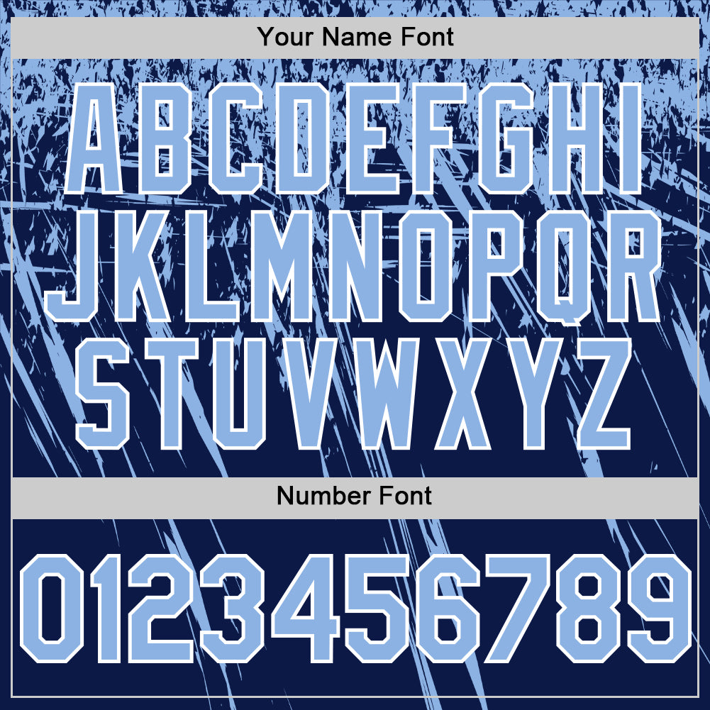 Custom Navy Light Blue-White Distressed Scratch Brush Stroke Authentic Baseball Jersey