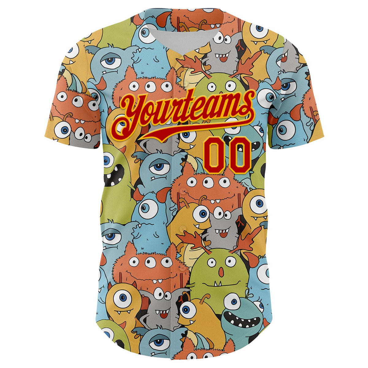 Custom White Red-Gold Alien Monster Mash Authentic Baseball Jersey