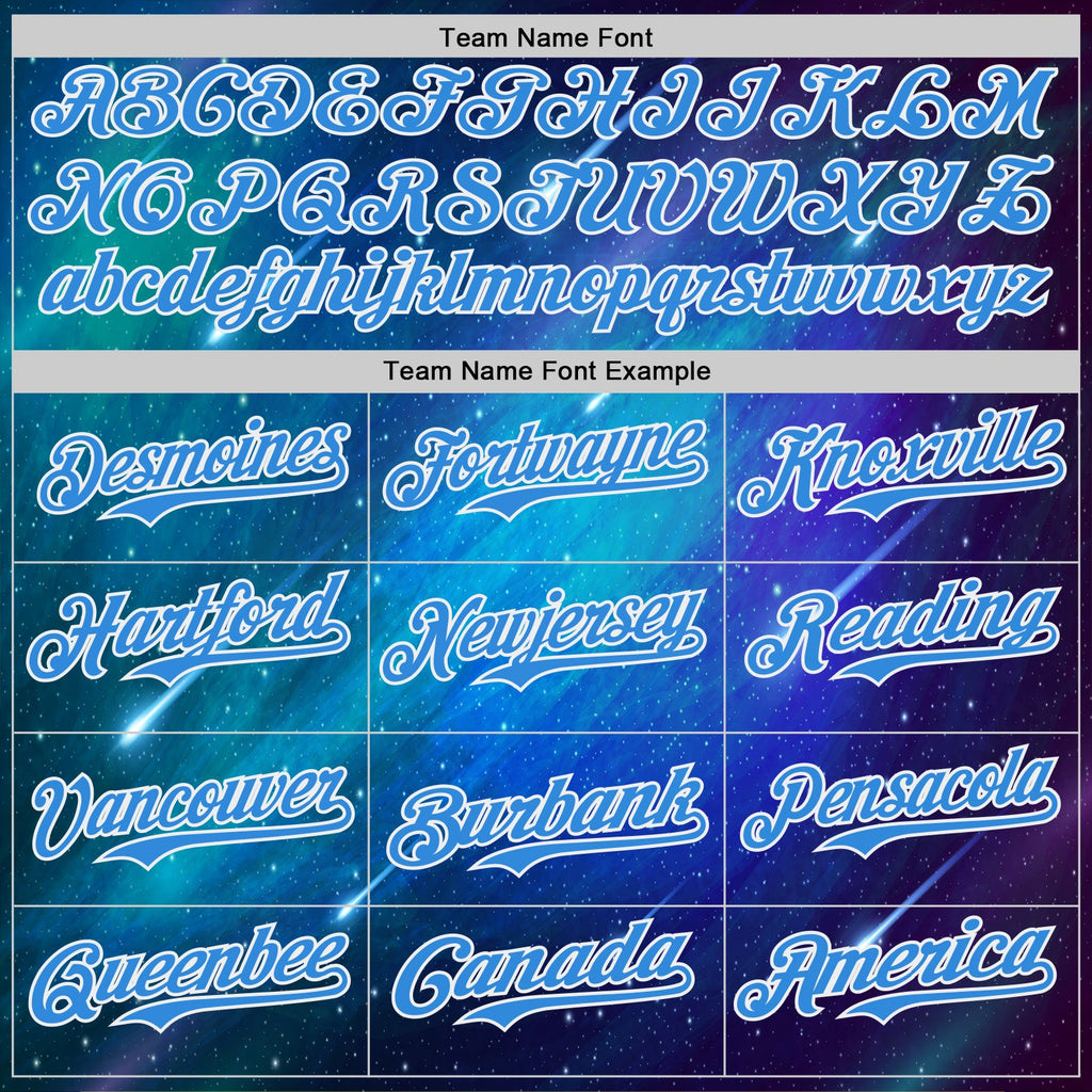 Custom Blue Electric Blue-White Alien UFO Space Galaxy Authentic Baseball Jersey