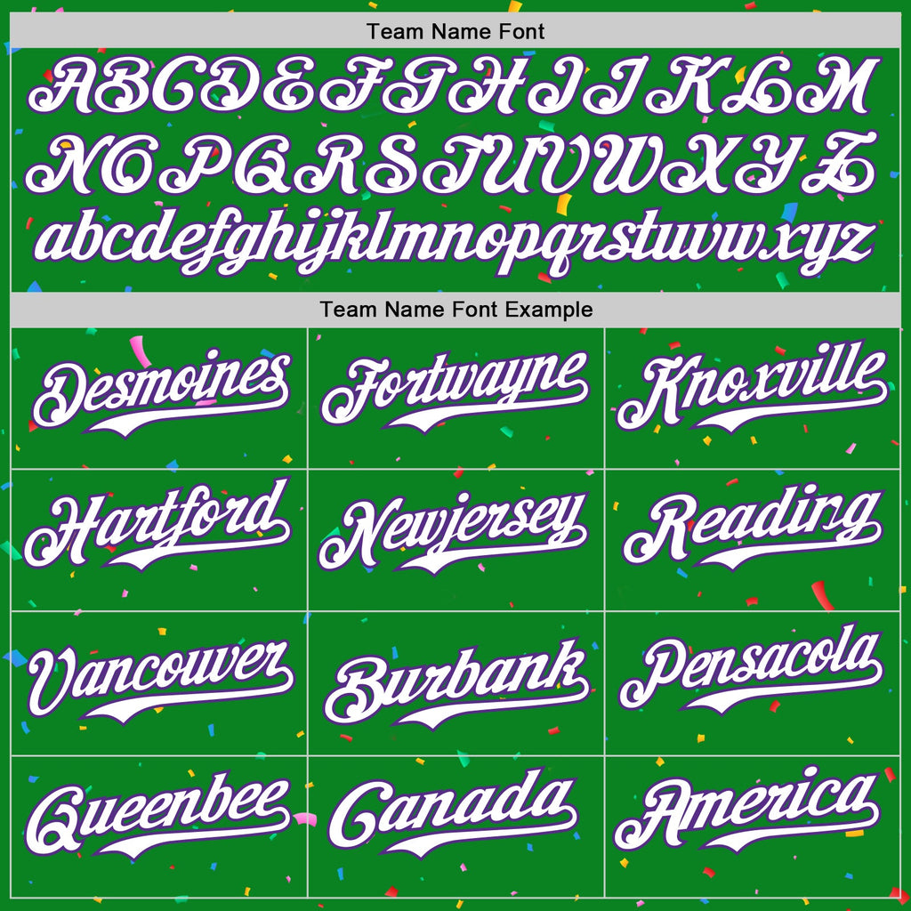 Custom Grass Green White-Purple 3D Pattern Design Confetti Colorful Speckle Authentic Baseball Jersey