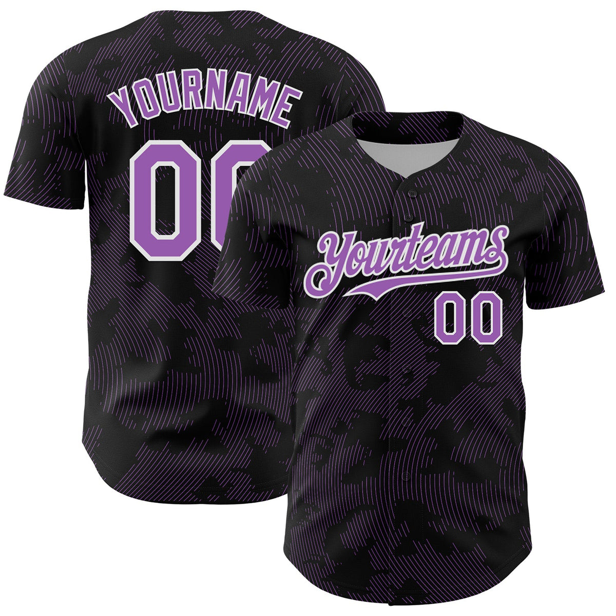 Custom Black Medium Purple-White Curve Lines Authentic Baseball Jersey