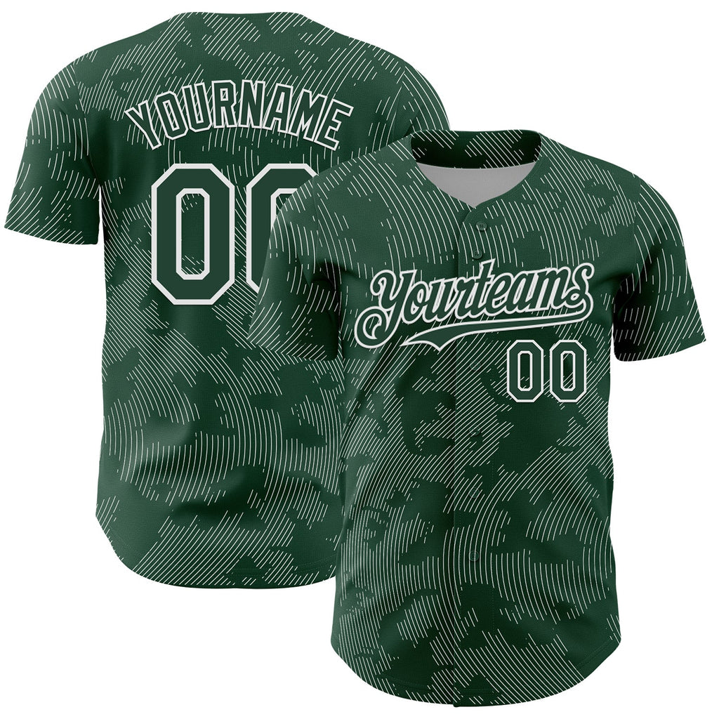 Custom Green White Curve Lines Authentic Baseball Jersey