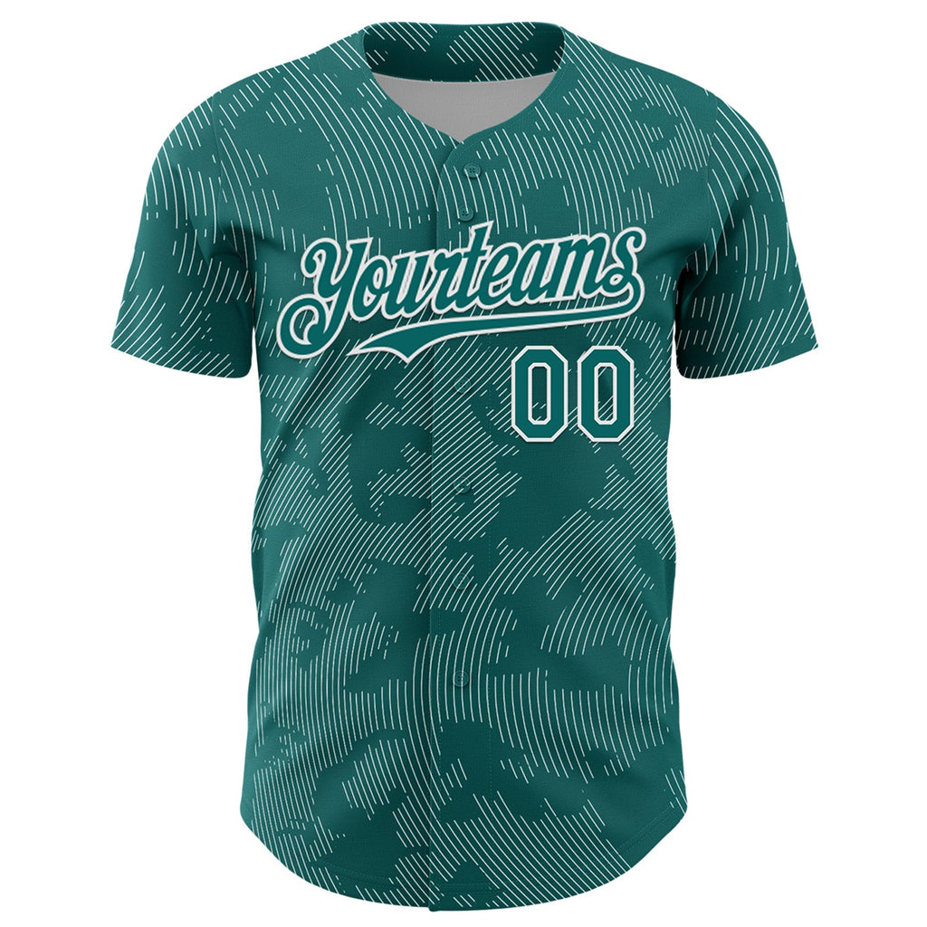 Custom Teal White Curve Lines Authentic Baseball Jersey