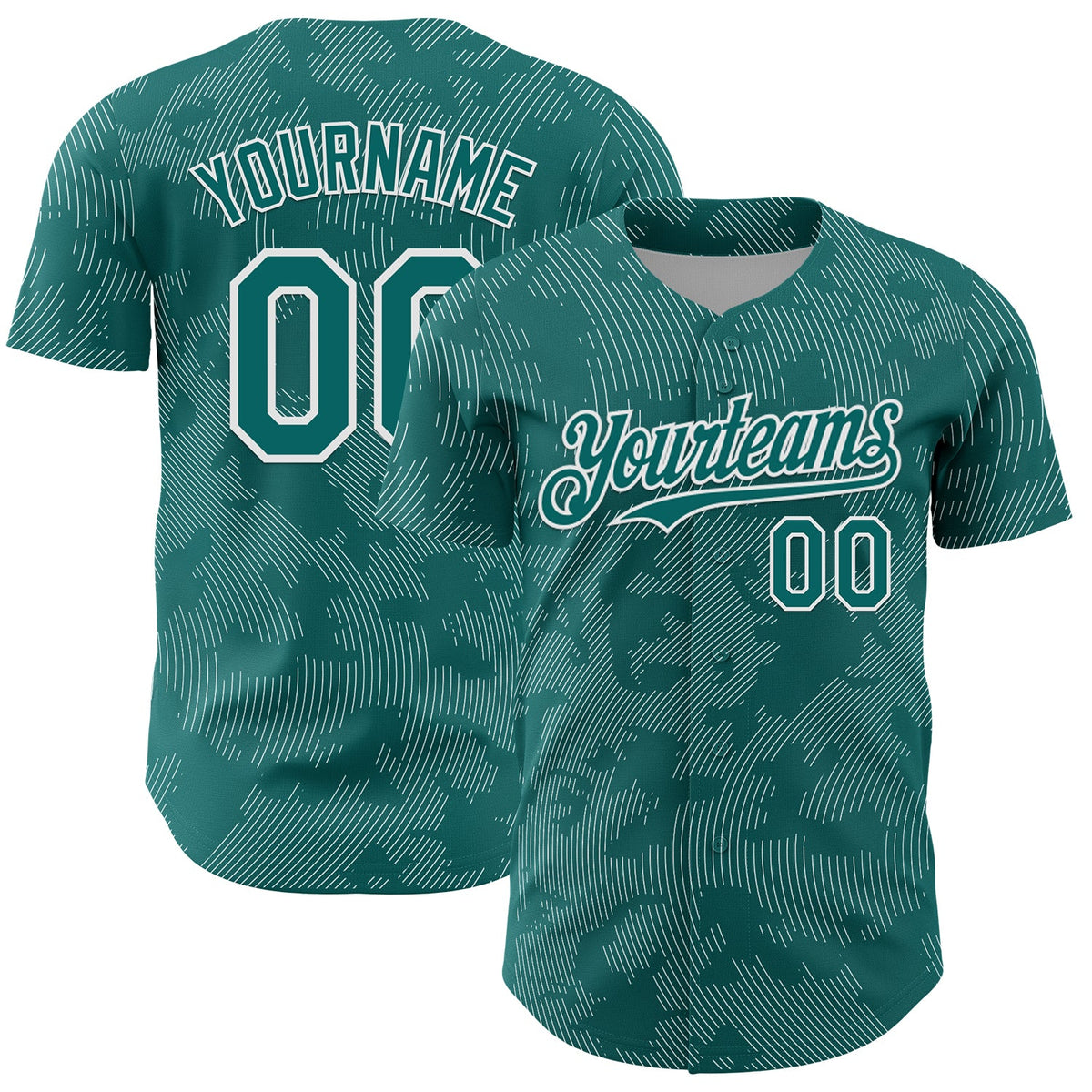 Custom Teal White Curve Lines Authentic Baseball Jersey