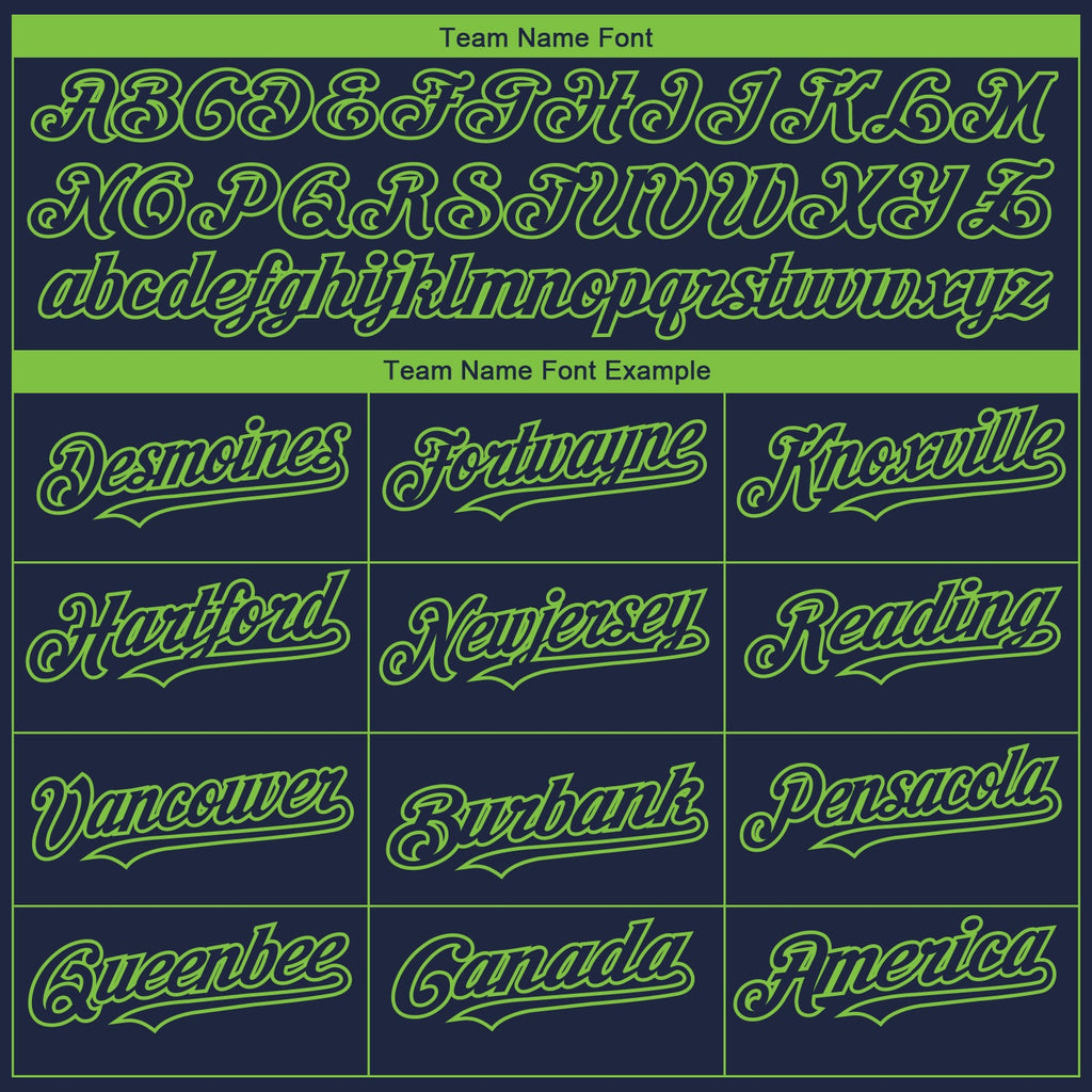 Custom Navy Neon Green 3D Seattle City Edition Fade Fashion Authentic Baseball Jersey