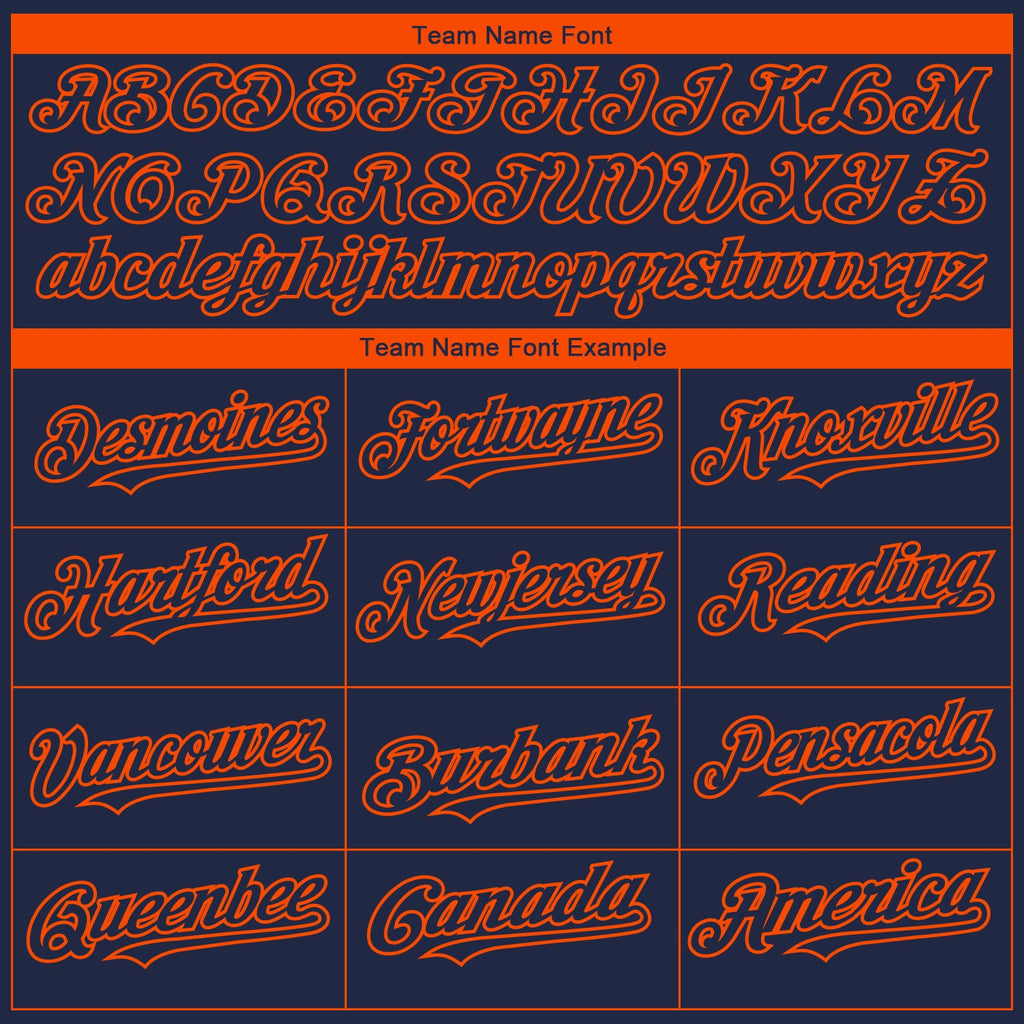 Custom Navy Orange 3D Chicago City Edition Fade Fashion Authentic Baseball Jersey