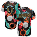 Custom Black Old Gold 3D Pattern Design Bowling Authentic Baseball Jersey