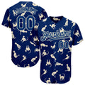 Custom US Navy Blue Cream 3D Pattern Design Cat Authentic Baseball Jersey