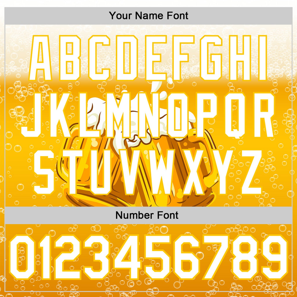 Custom Yellow White 3D Pattern Design International Beer Day Authentic Baseball Jersey