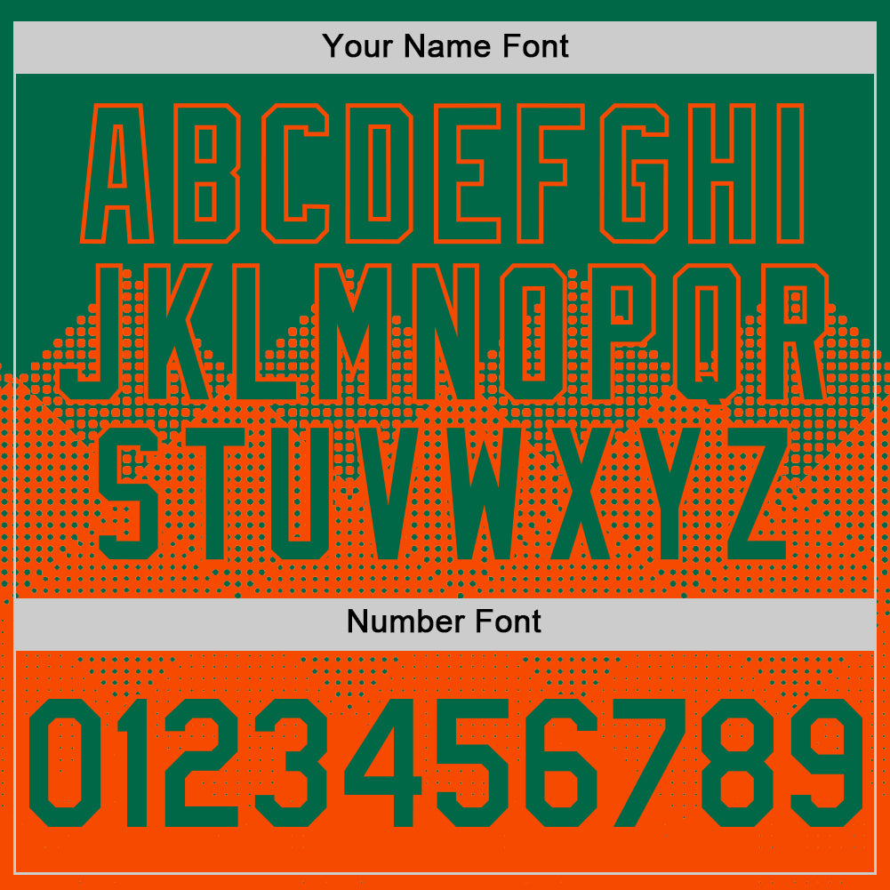 Custom Kelly Green Orange 3D Pattern Design Gradient Square Shapes Authentic Baseball Jersey