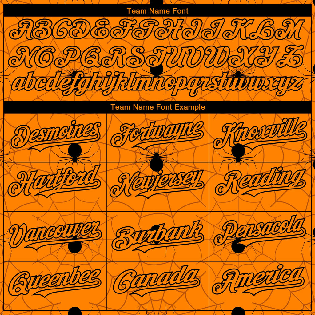Custom Bay Orange Black 3D Pattern Design Spider Web Authentic Baseball Jersey