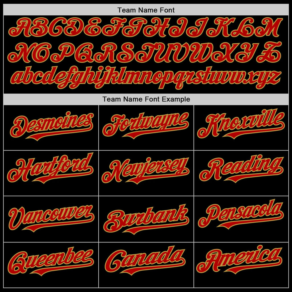 Custom Black Red-Old Gold Line Authentic Baseball Jersey