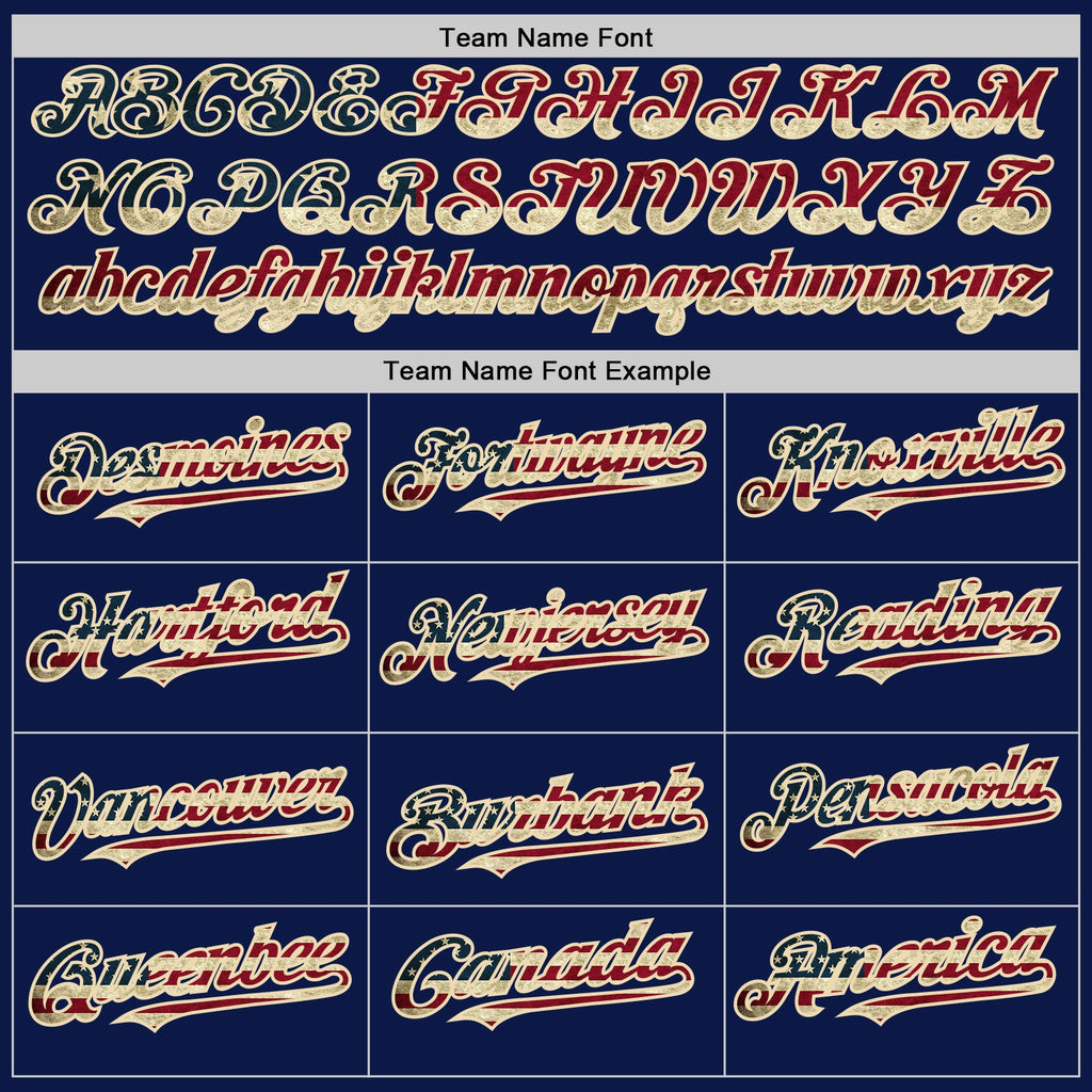 Custom Navy Vintage USA Flag-Cream 3D Pattern Design Gradient Style Twinkle Star Authentic Baseball Jersey