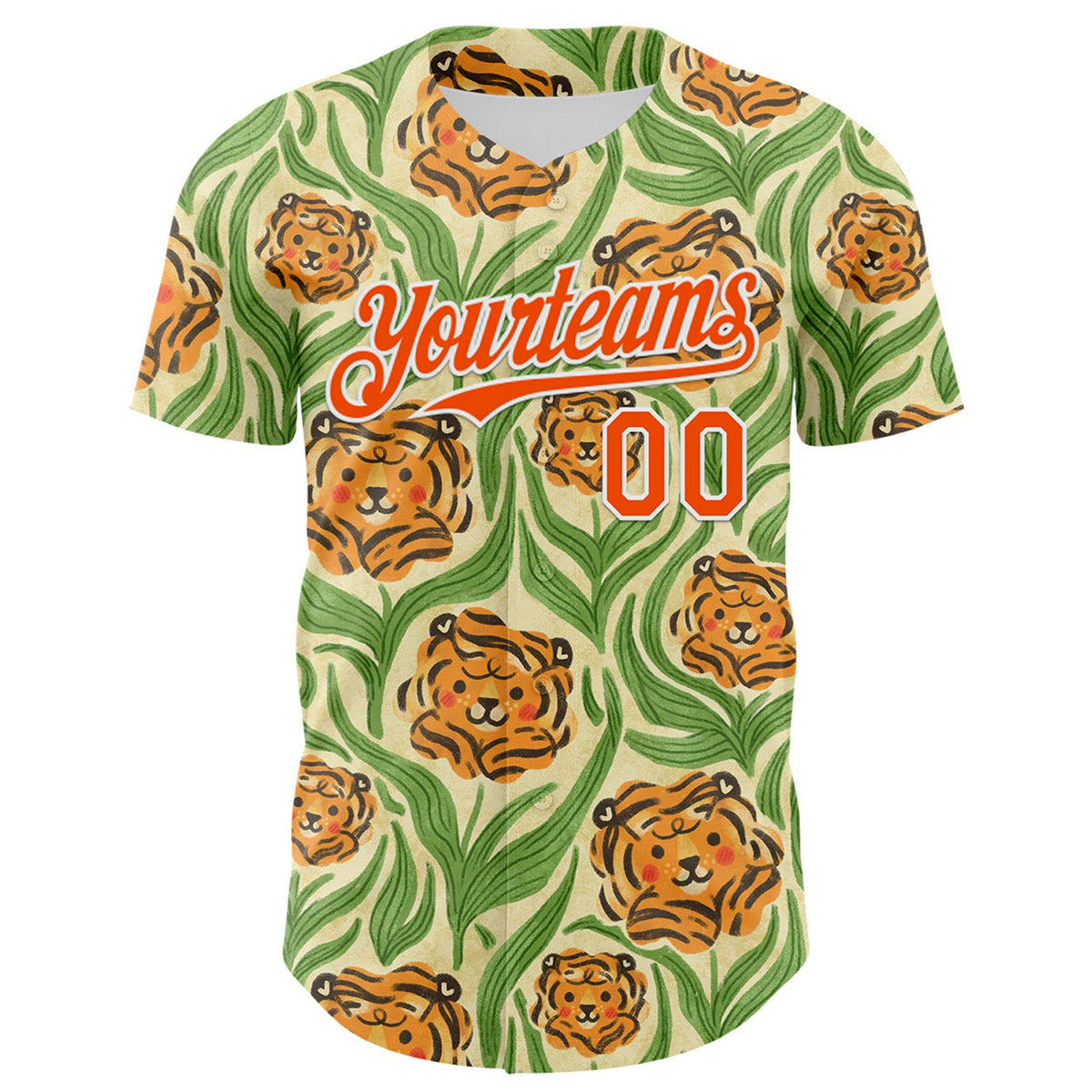 Custom Cream Orange-White 3D Emi Bee Tiger Lilies Authentic Baseball Jersey