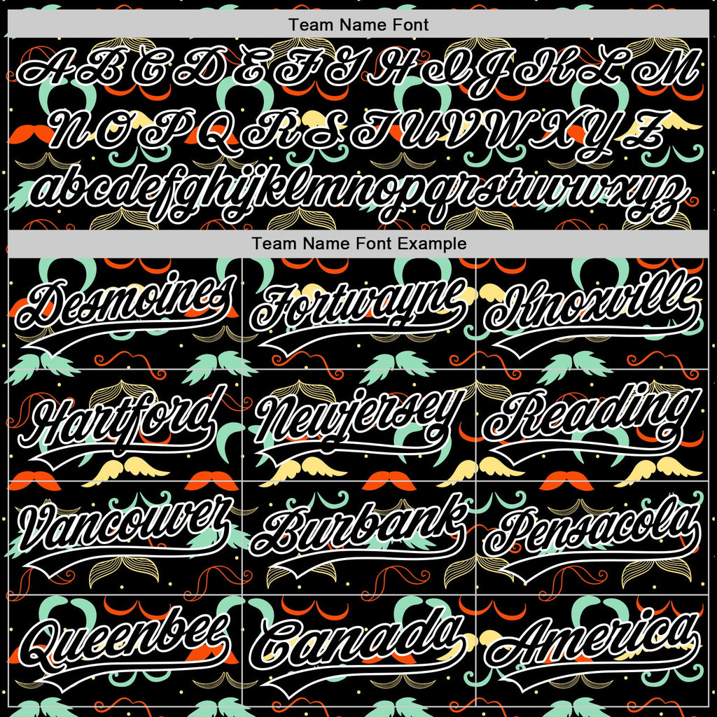 Custom Black White 3D Pattern Design Father's Day Mustache Authentic Baseball Jersey