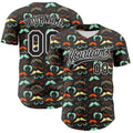 Custom Black White 3D Pattern Design Father's Day Mustache Authentic Baseball Jersey