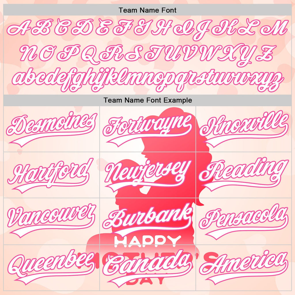 Custom Cream White-Pink 3D Pattern Design Mother's Day Family Love Authentic Baseball Jersey