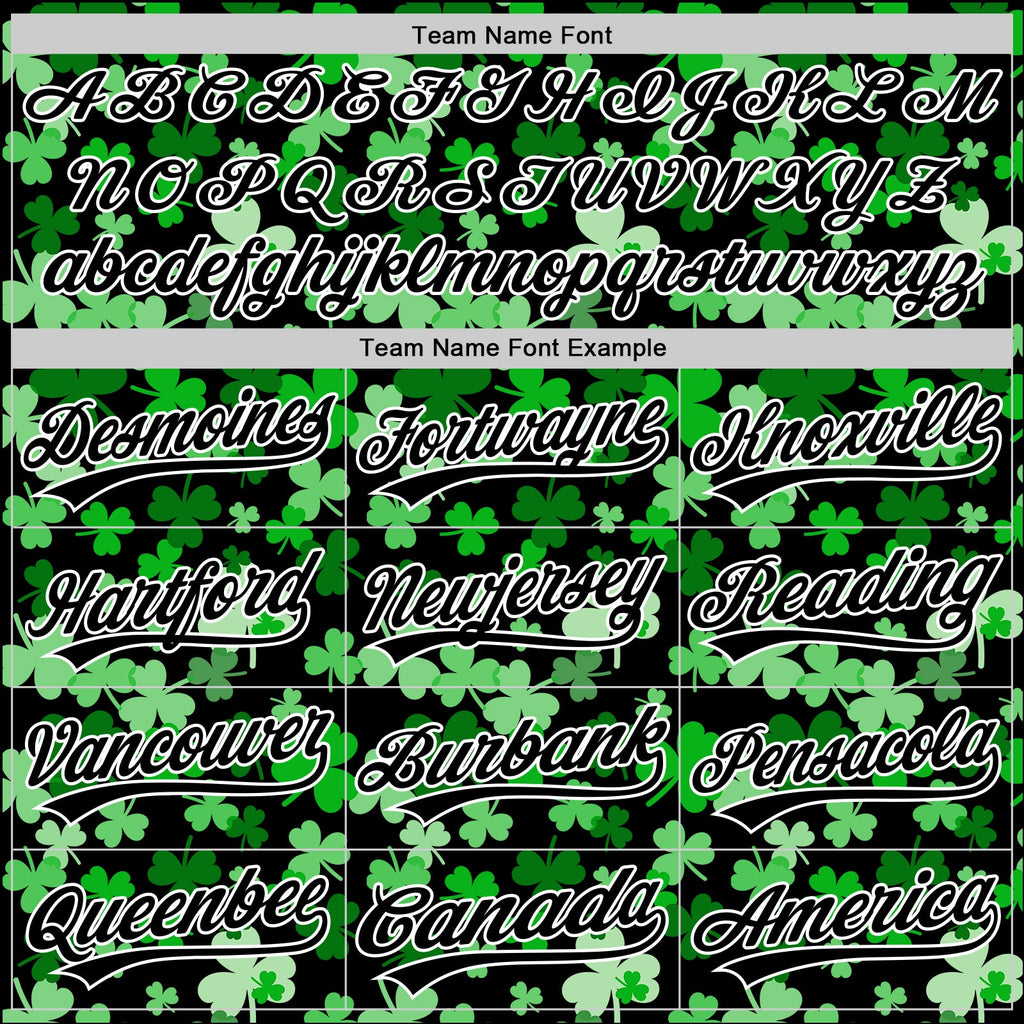Custom Black White 3D St. Patrick's Day Shamrock Authentic Baseball Jersey