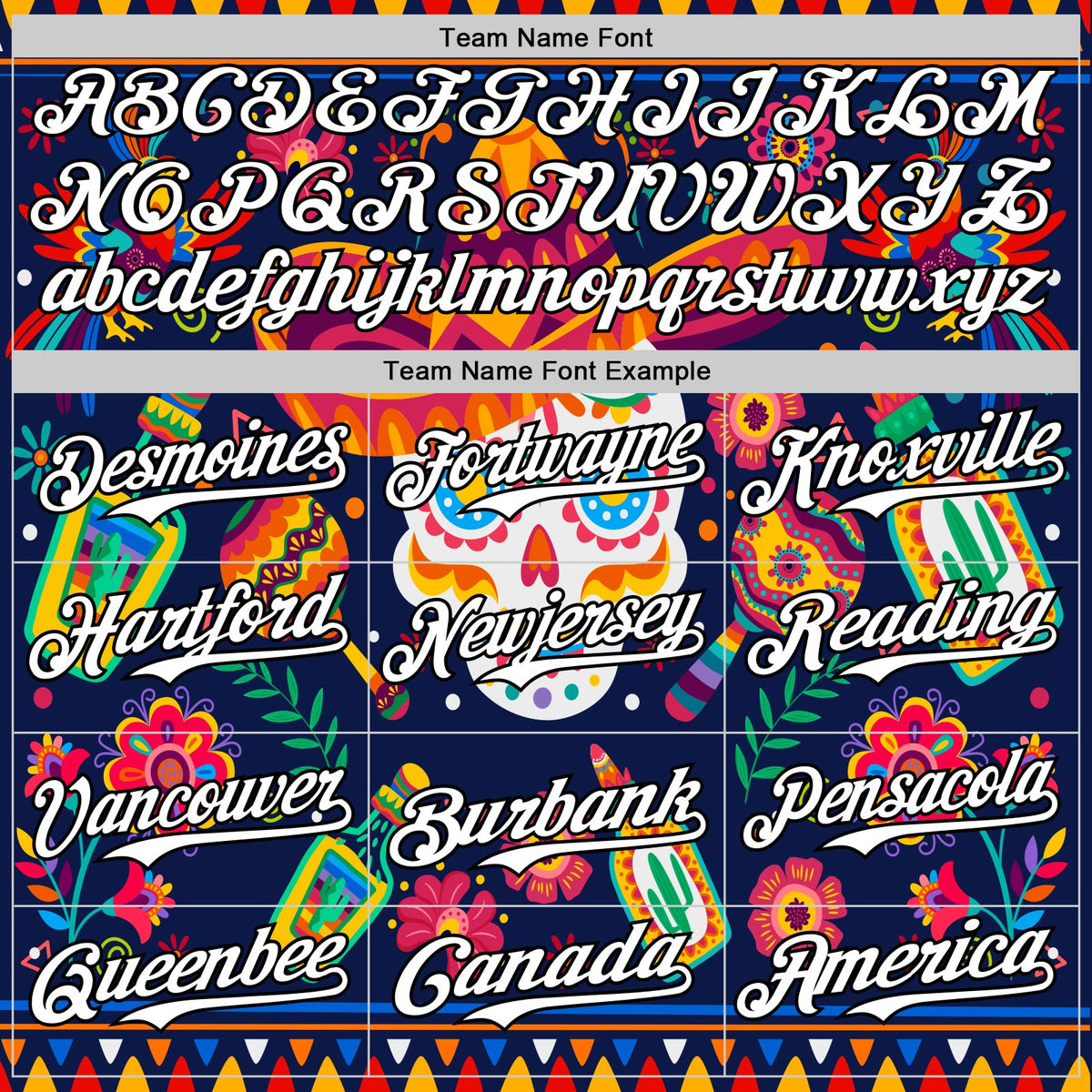 Custom Navy White-Black 3D Mexican Festival Flower Skull With Sombrero Cinco de Mayo Authentic Baseball Jersey