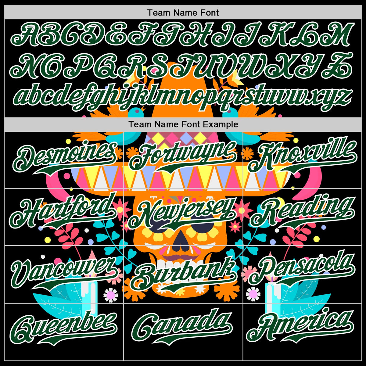 Custom Black Green-White 3D Mexican Festival Flower Skull With Sombrero Cinco de Mayo Authentic Baseball Jersey