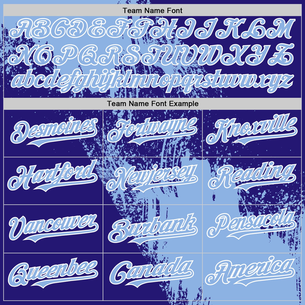 Custom Light Blue Dark Purple-White 3D Pattern Design Abstract Brush Stroke Authentic Baseball Jersey
