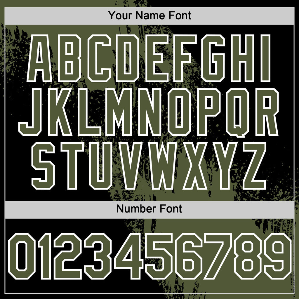 Custom Olive Black-White 3D Pattern Design Abstract Brush Stroke Authentic Baseball Jersey