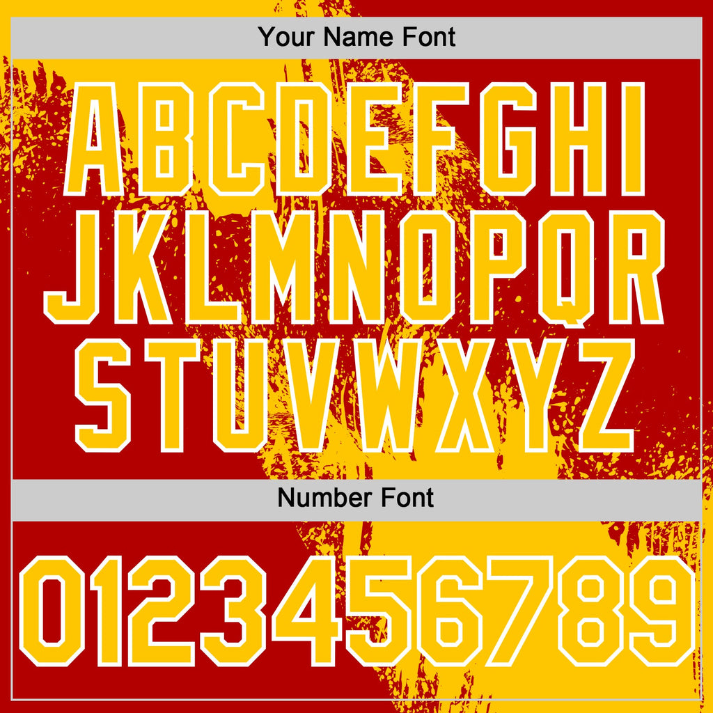 Custom Yellow Red-White 3D Pattern Design Abstract Brush Stroke Authentic Baseball Jersey