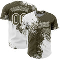 Custom White Olive 3D Pattern Design Abstract Brush Stroke Authentic Baseball Jersey
