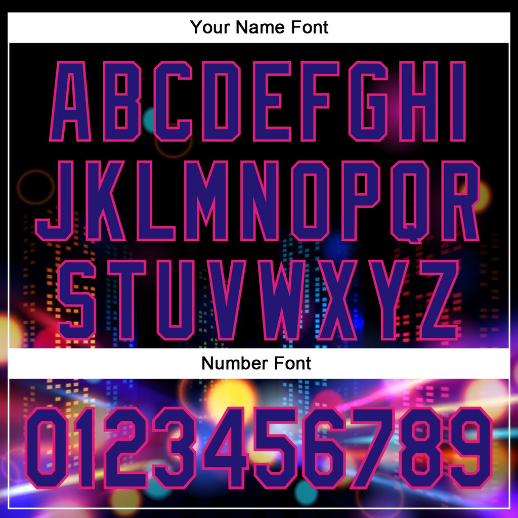 Custom Black Dark Purple-Hot Pink 3D Pattern Design Rave Psychedelic City Neon Authentic Baseball Jersey