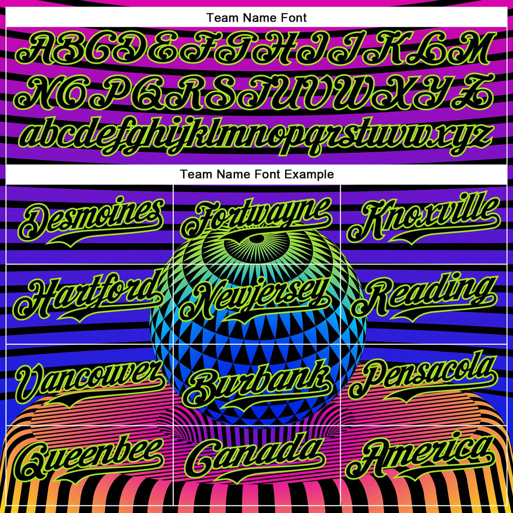 Custom Black Neon Green 3D Pattern Design Rave Psychedelic Geometry Authentic Baseball Jersey