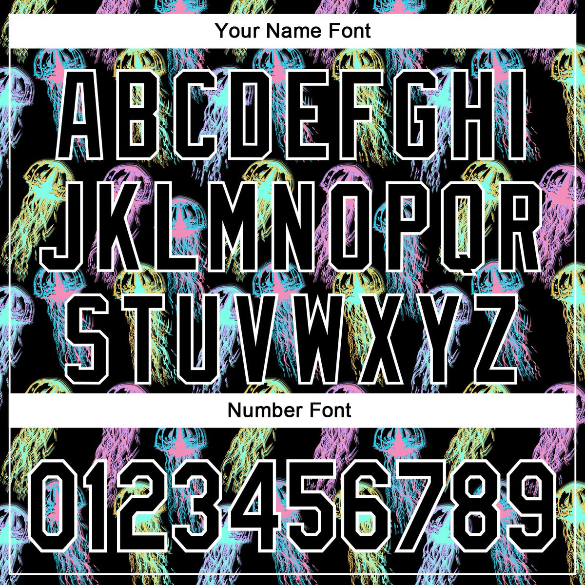 Custom Black White 3D Pattern Design Rave Psychedelic Jellyfish Authentic Baseball Jersey