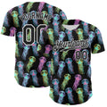 Custom Black White 3D Pattern Design Rave Psychedelic Jellyfish Authentic Baseball Jersey