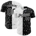 Custom Black White 3D Pattern Design Space Satellite Authentic Baseball Jersey