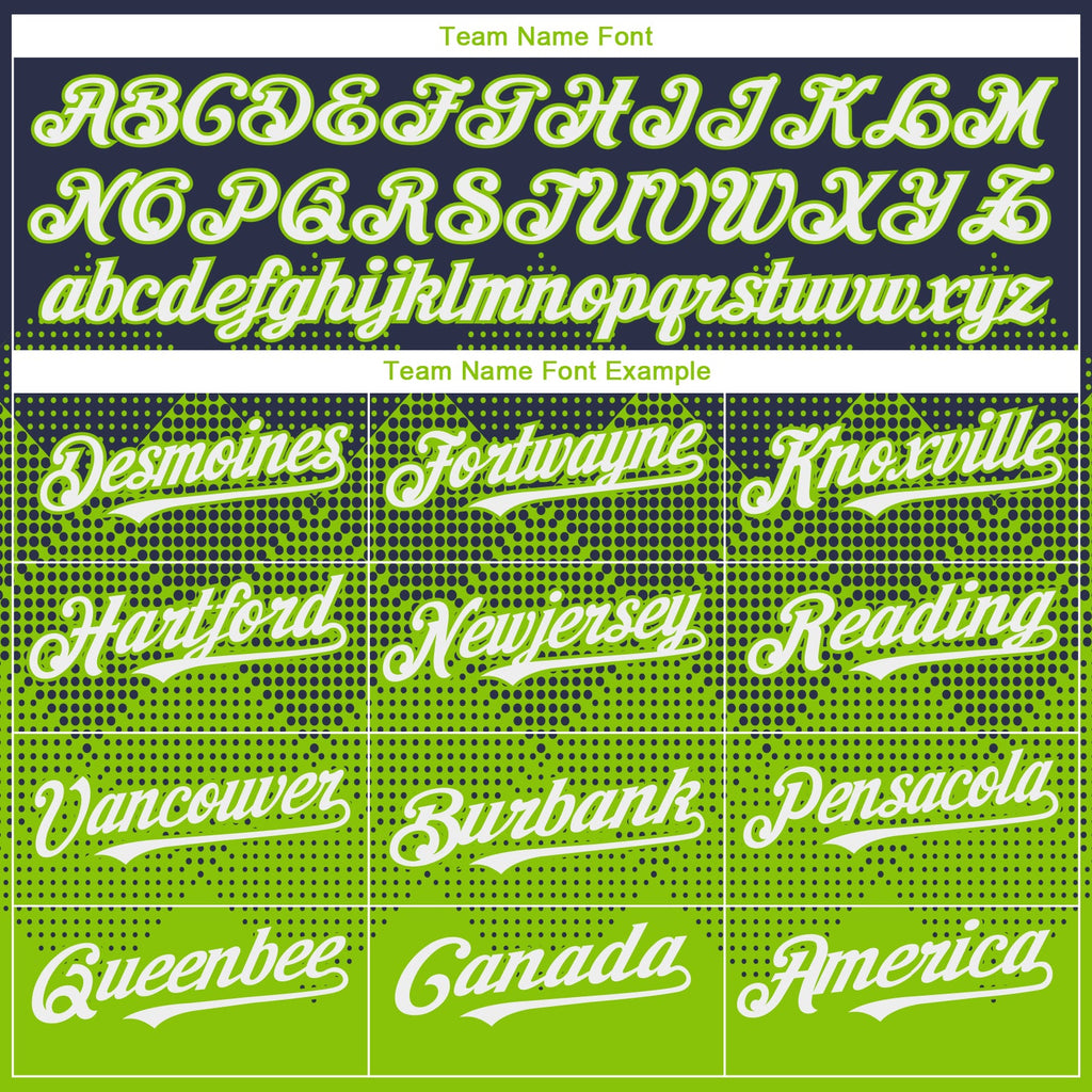 Custom Navy White-Neon Green 3D Gradient Square Shape Authentic Baseball Jersey