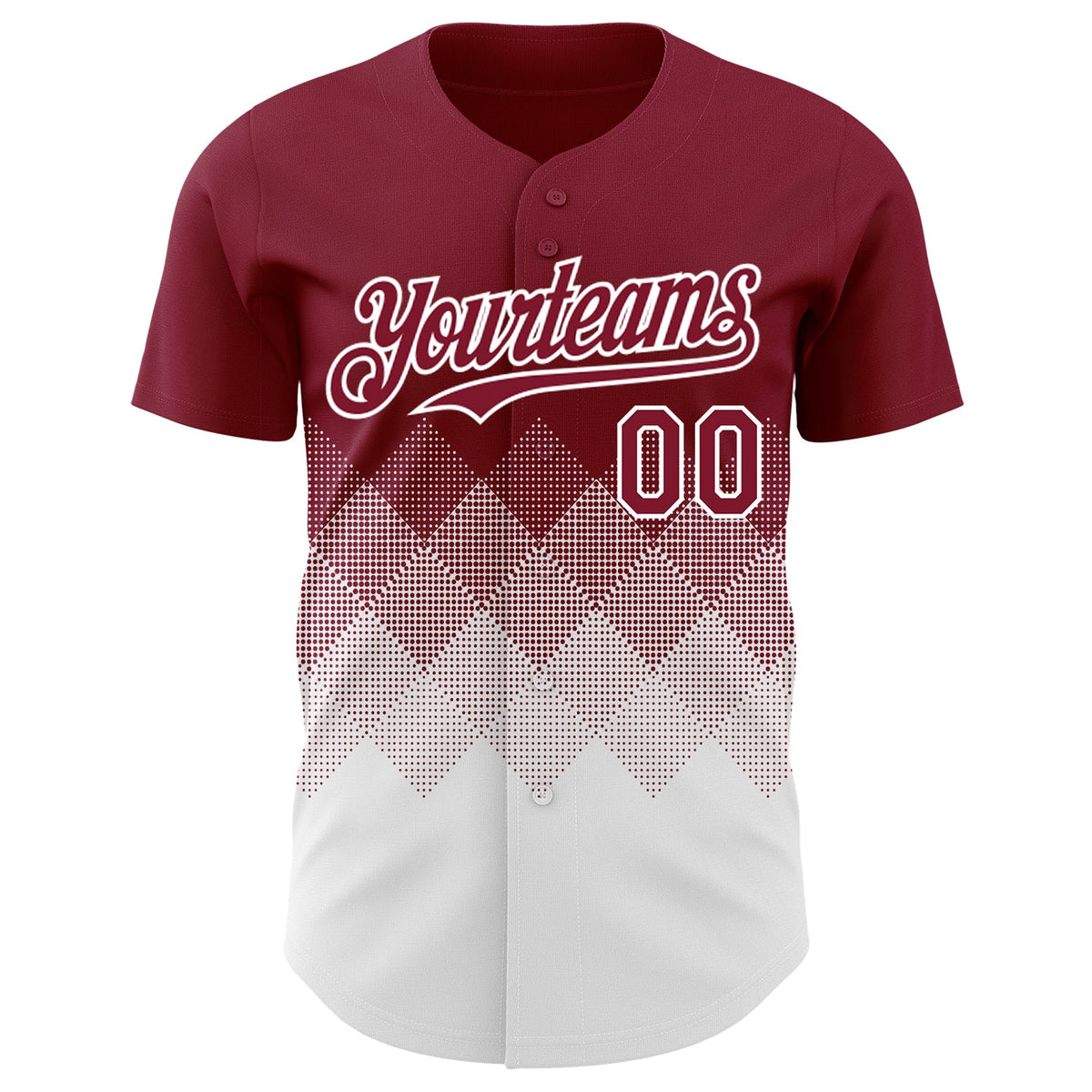Custom Crimson White 3D Gradient Square Shape Authentic Baseball Jersey