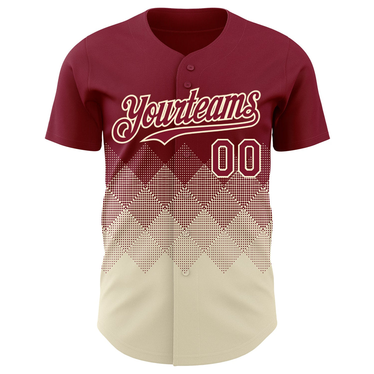 Custom Crimson Cream 3D Gradient Square Shape Authentic Baseball Jersey