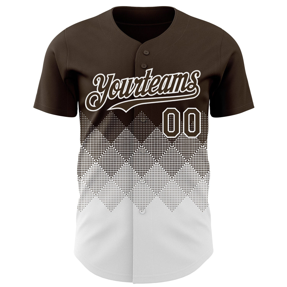 Custom Brown White 3D Gradient Square Shape Authentic Baseball Jersey