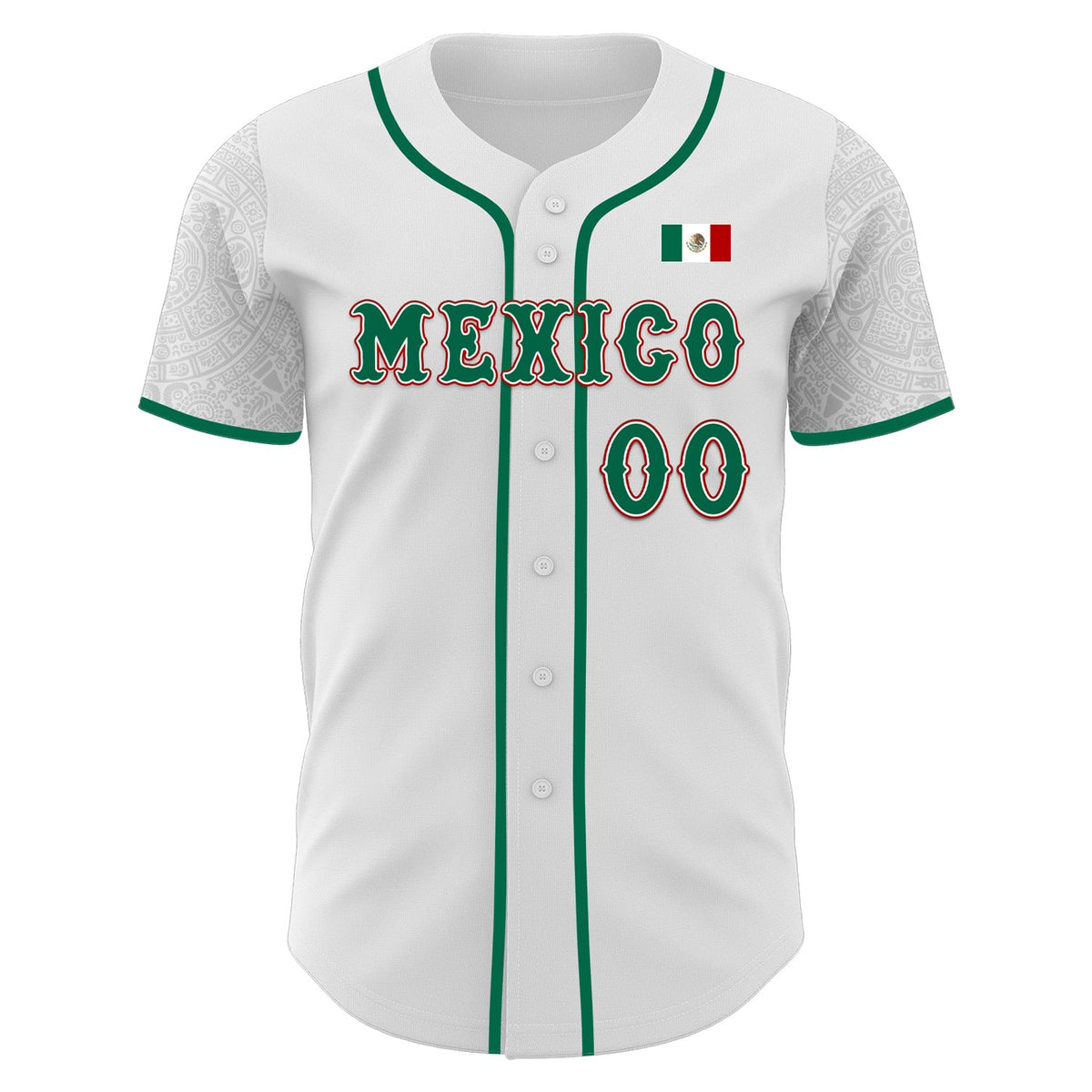 Custom White Kelly Green-Red 3D Mexico Mexican Flag Authentic Baseball Jersey