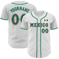 Custom White Kelly Green-Red 3D Mexico Mexican Flag Authentic Baseball Jersey
