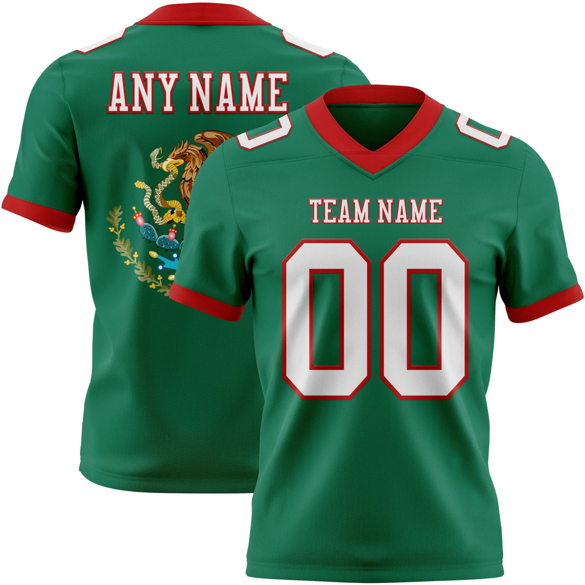 Custom Kelly Green White-Red 3D Pattern Mexico Authentic Football Jersey