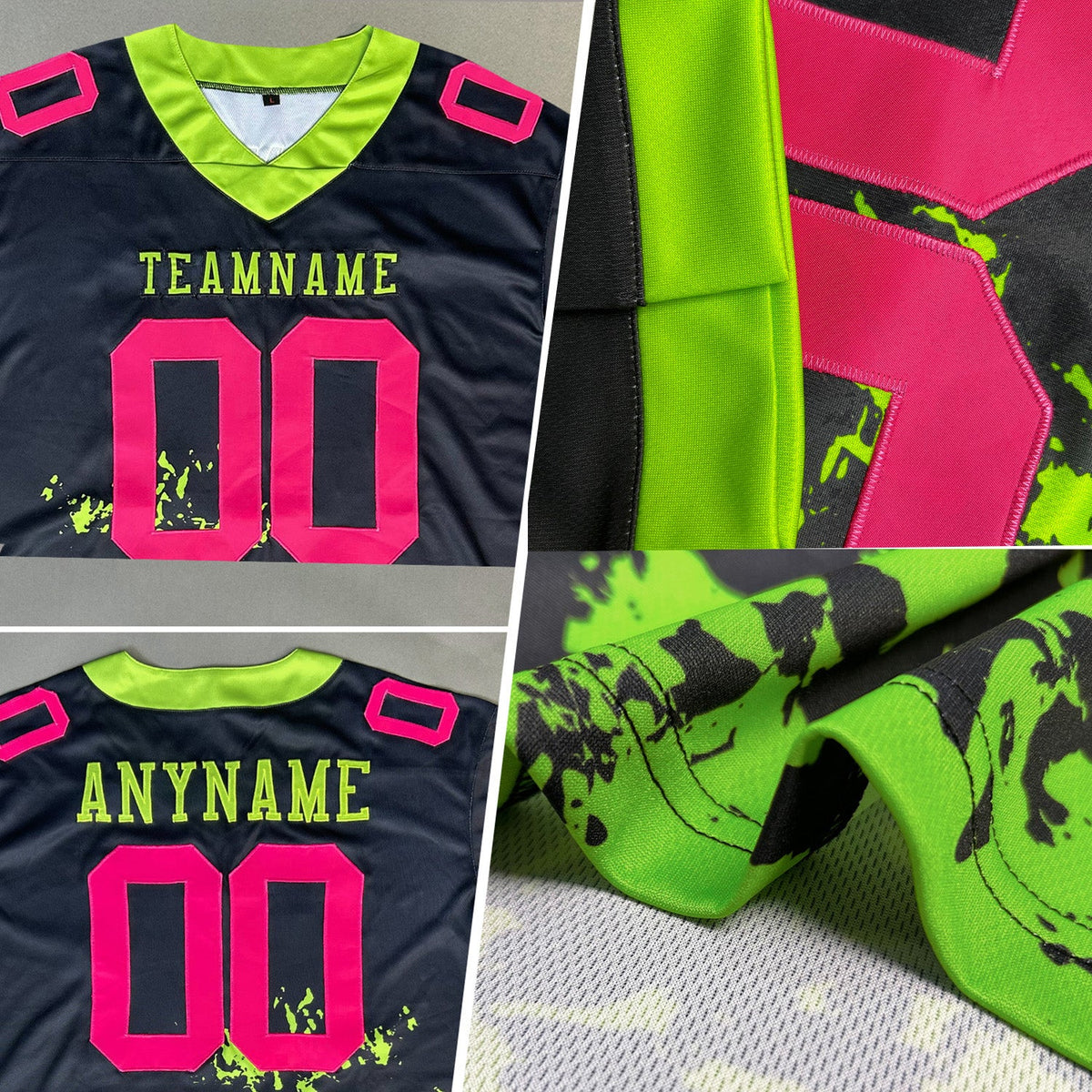 Custom Graffiti Pattern Pink Purple-Black 3D Pattern Creative Geometric Figures And Dots Authentic Football Jersey