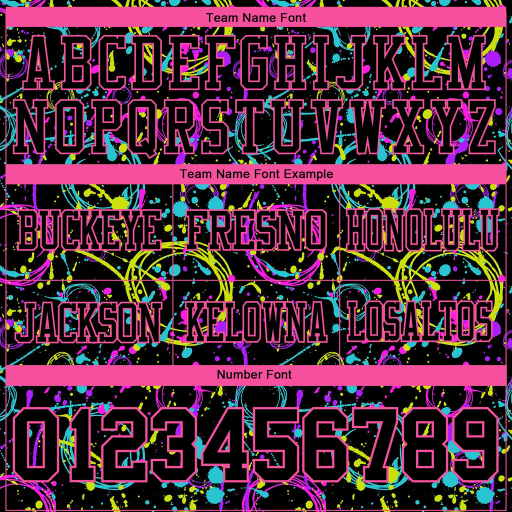 Custom Graffiti Pattern Black-Pink 3D Pattern Neon Splash Authentic Football Jersey